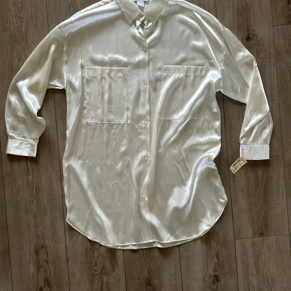 2 NWT Morgan‎ Taylor Intimates Womens Layered Nightgown Collared Ivory Small